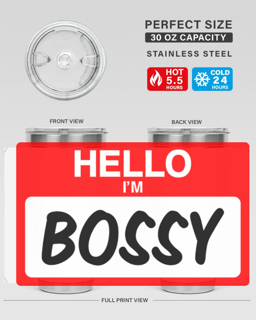 hello im bossy 132#- black words phrases- Cotton Tank