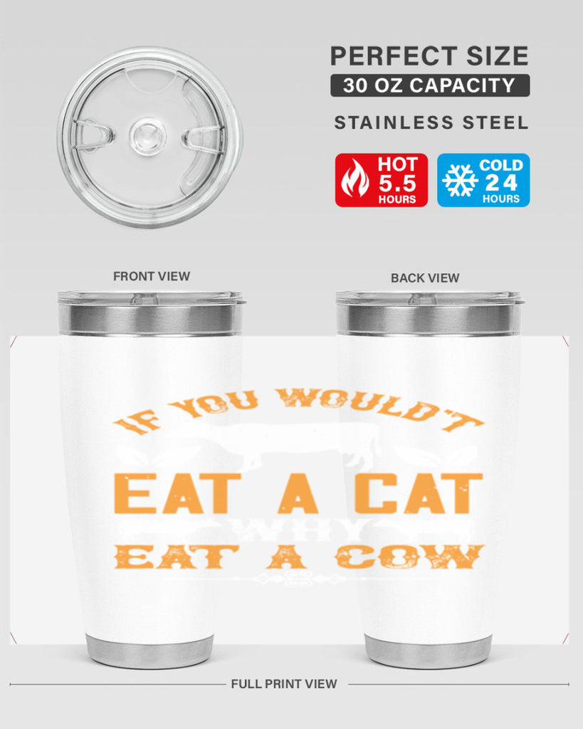 if you wouldt eat a cat why eat a cow 126#- vegan- Tumbler