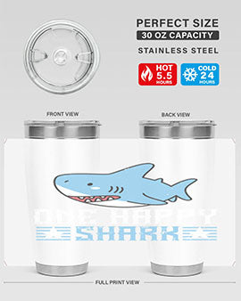 one happy shark Style 50#- shark  fish- Tumbler