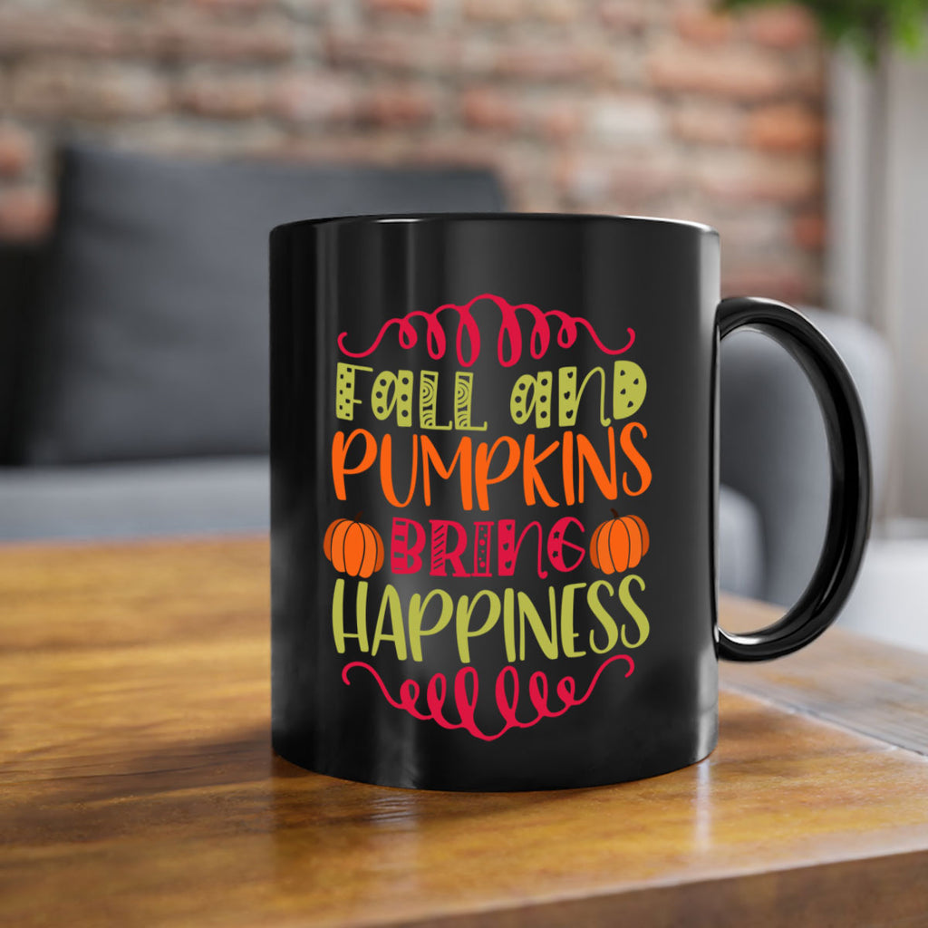 Fall and Pumpkins bring Happiness 86#- fall-Mug / Coffee Cup