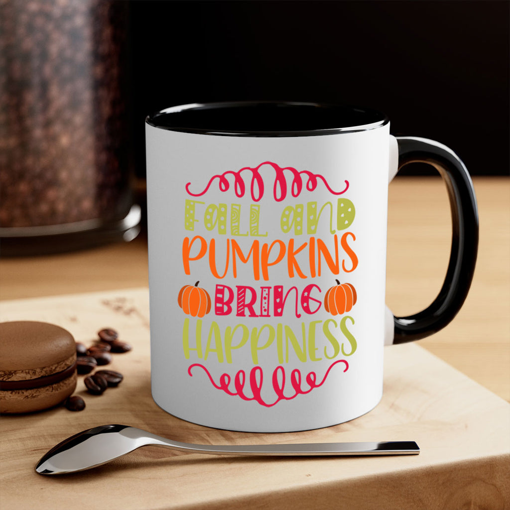 Fall and Pumpkins bring Happiness 86#- fall-Mug / Coffee Cup