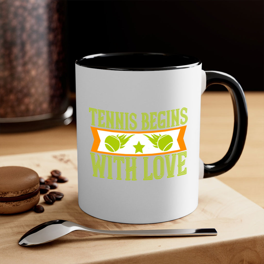 Tennis begins with love 361#- tennis-Mug / Coffee Cup