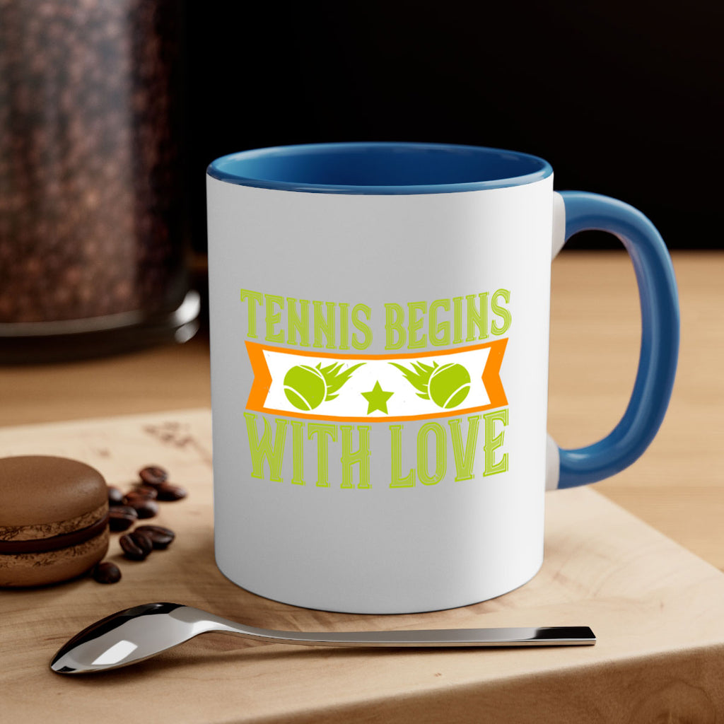 Tennis begins with love 361#- tennis-Mug / Coffee Cup