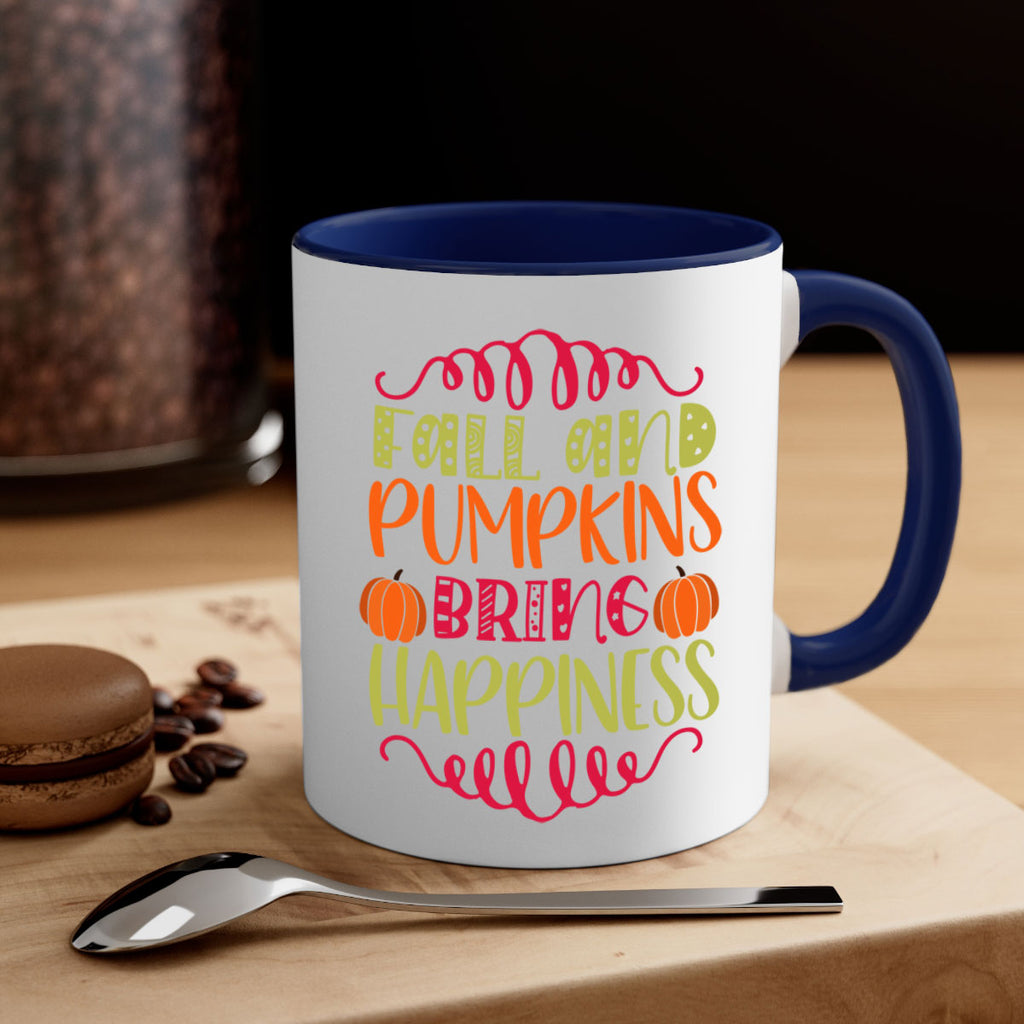 Fall and Pumpkins bring Happiness 86#- fall-Mug / Coffee Cup
