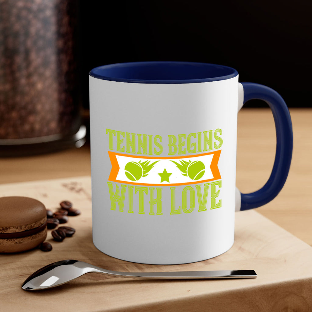 Tennis begins with love 361#- tennis-Mug / Coffee Cup