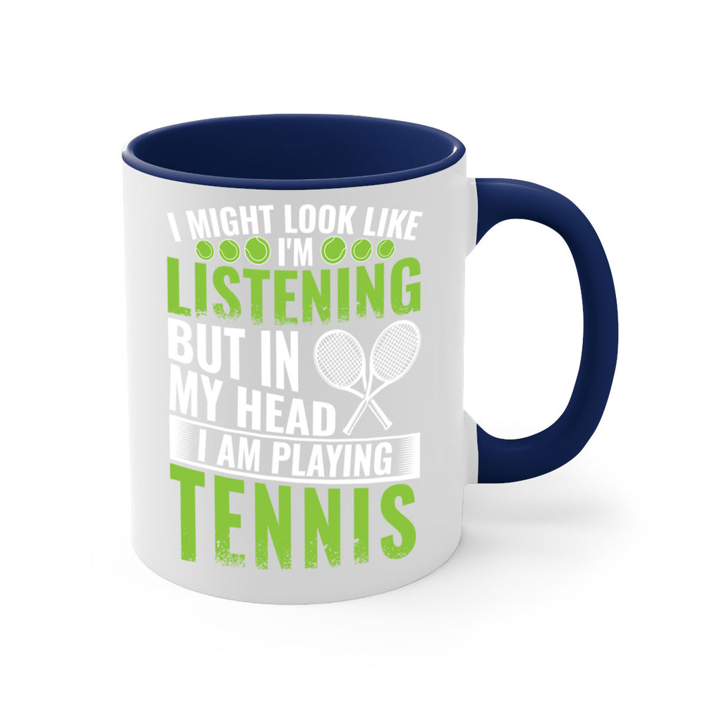might look like im listening but im playing tennis 581#- tennis-Mug / Coffee Cup