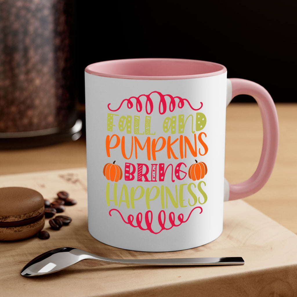 Fall and Pumpkins bring Happiness 86#- fall-Mug / Coffee Cup