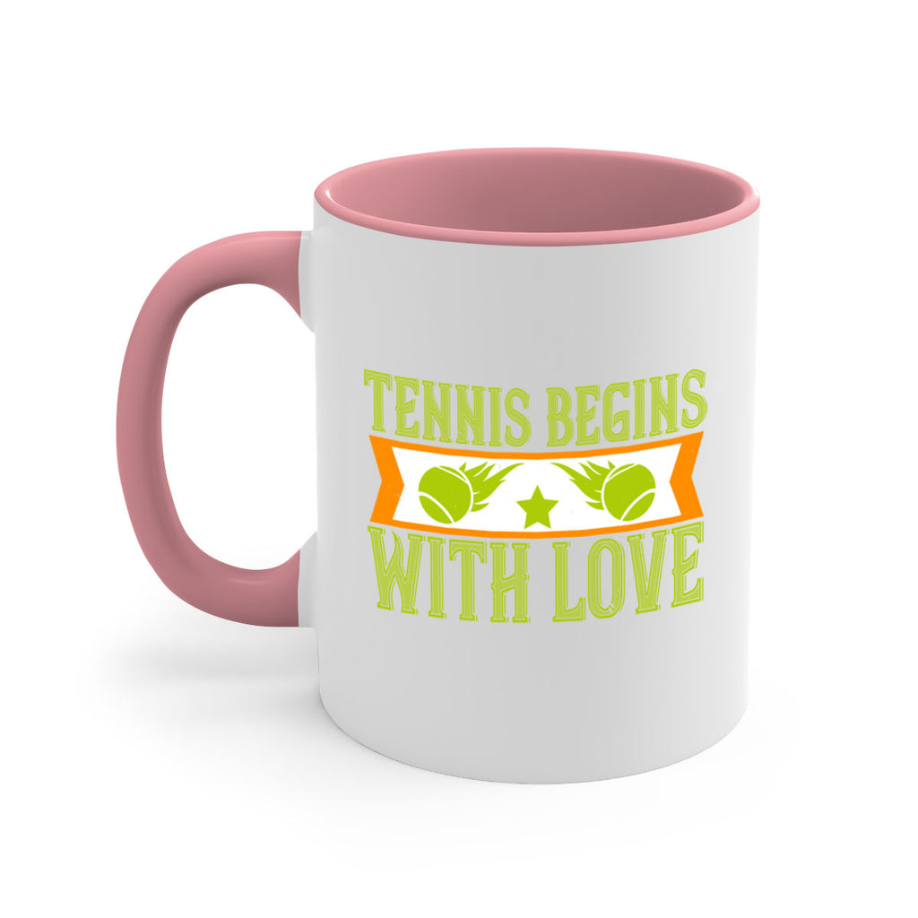 Tennis begins with love 361#- tennis-Mug / Coffee Cup