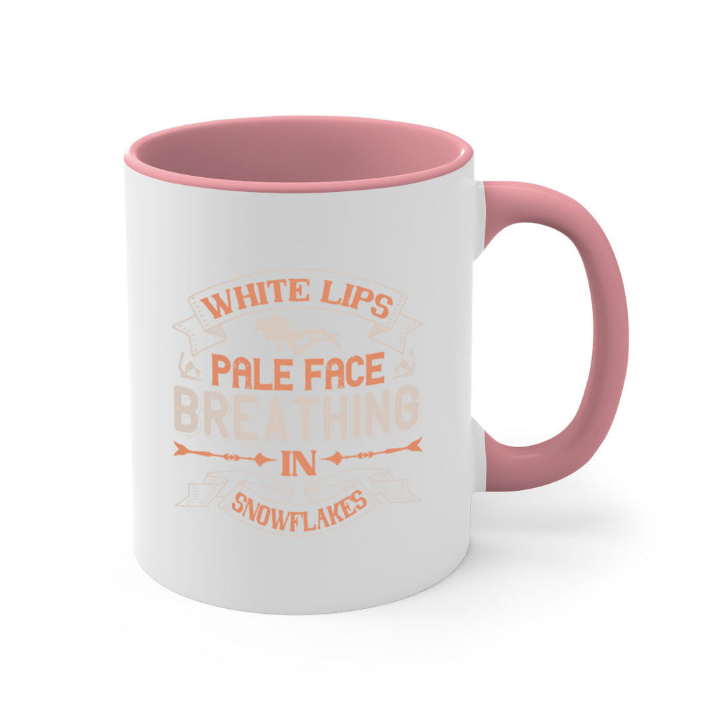 White lips pale face breathing in snowflakes 47#- ski-Mug / Coffee Cup