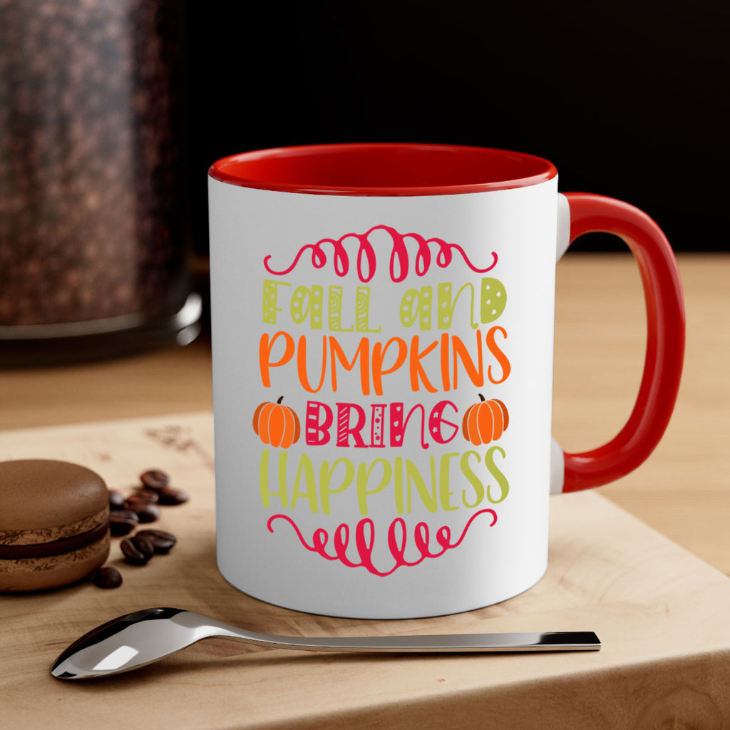 Fall and Pumpkins bring Happiness 86#- fall-Mug / Coffee Cup