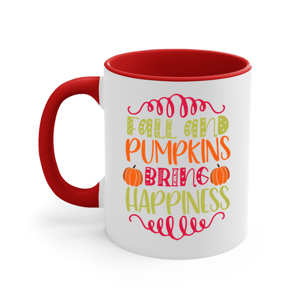 Fall and Pumpkins bring Happiness 86#- fall-Mug / Coffee Cup