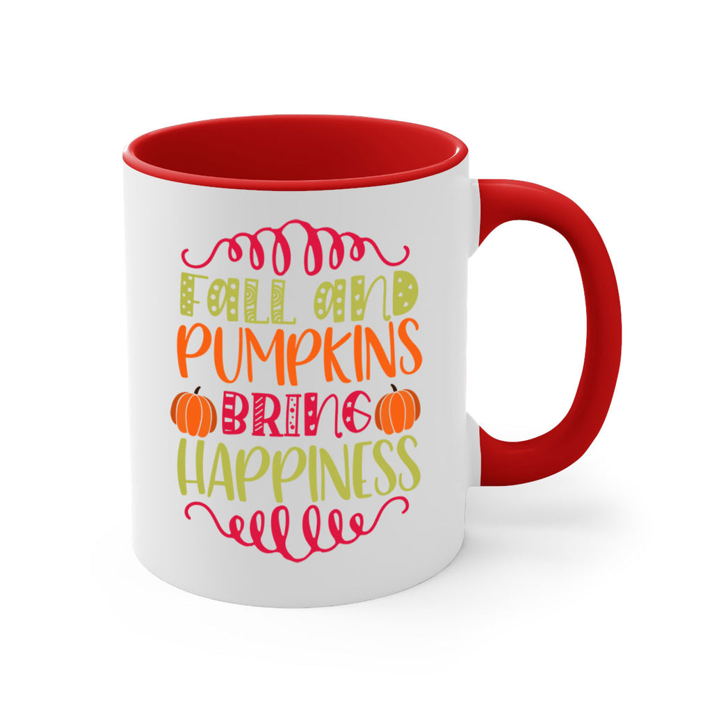 Fall and Pumpkins bring Happiness 86#- fall-Mug / Coffee Cup