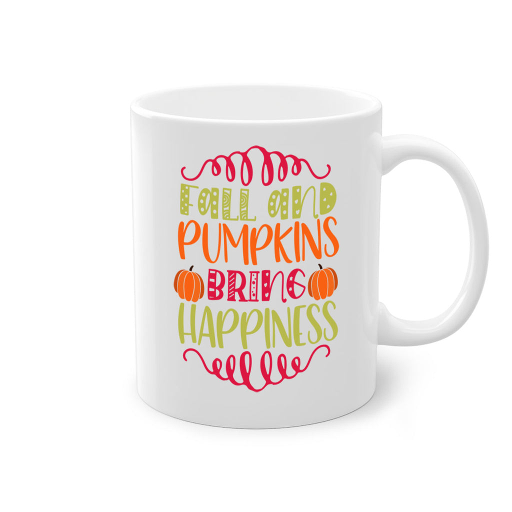 Fall and Pumpkins bring Happiness 86#- fall-Mug / Coffee Cup