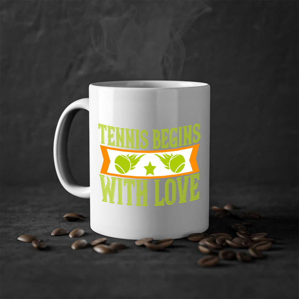 Tennis begins with love 361#- tennis-Mug / Coffee Cup