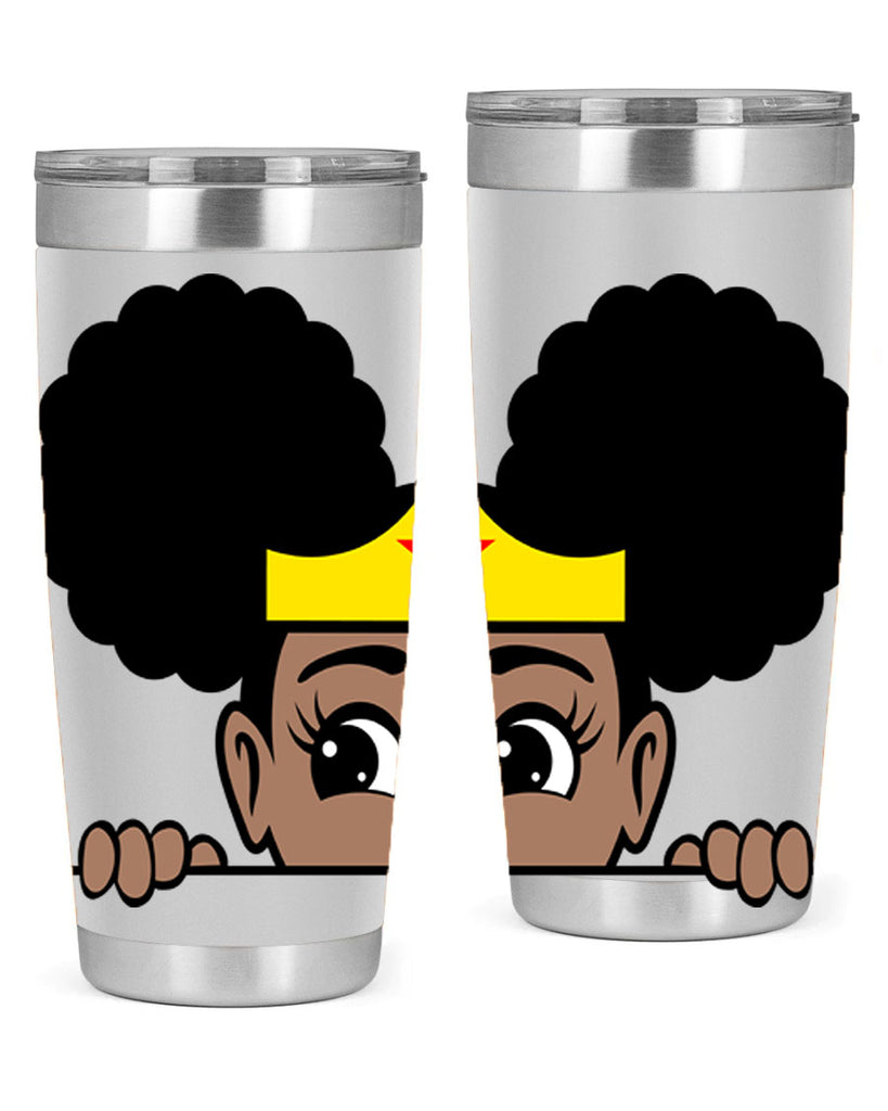 afro puff wonder woman girl peekaboo 84#- women-girls- Tumbler