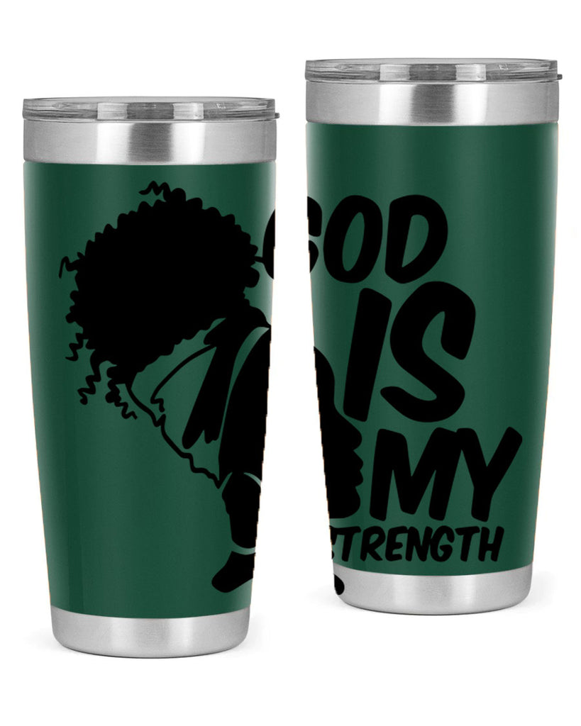 god is my strength- black words phrases- Cotton Tank