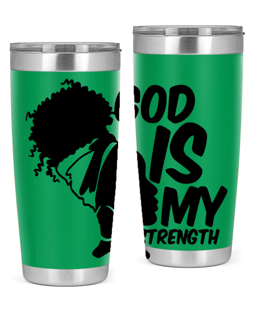 god is my strength- black words phrases- Cotton Tank