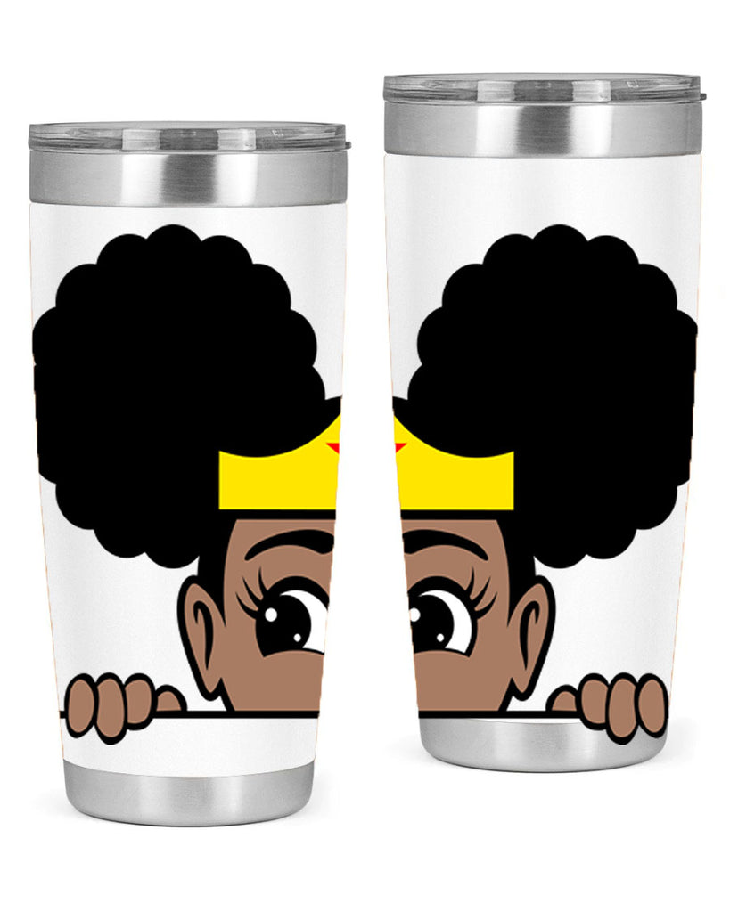 afro puff wonder woman girl peekaboo 84#- women-girls- Tumbler