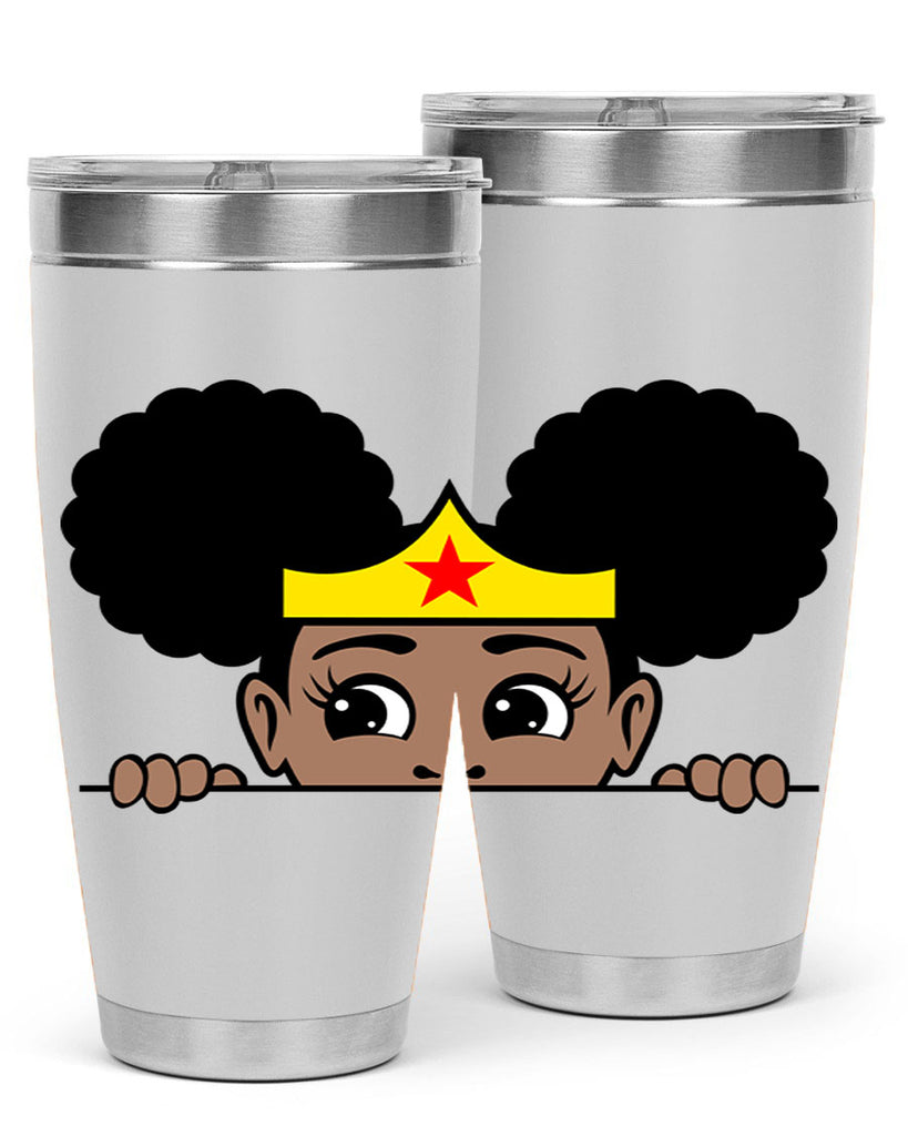 afro puff wonder woman girl peekaboo 84#- women-girls- Tumbler