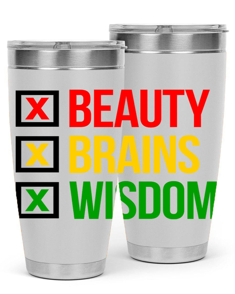 beauty brains wisdom 262#- black words phrases- Cotton Tank