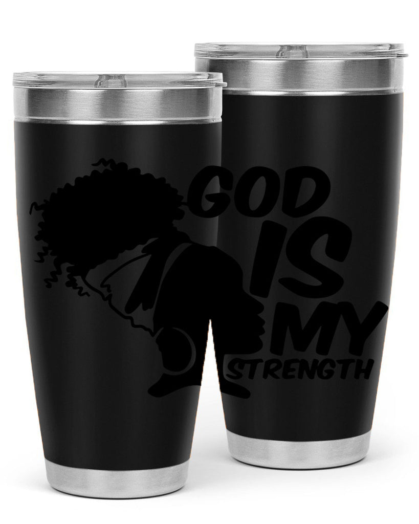 god is my strength- black words phrases- Cotton Tank