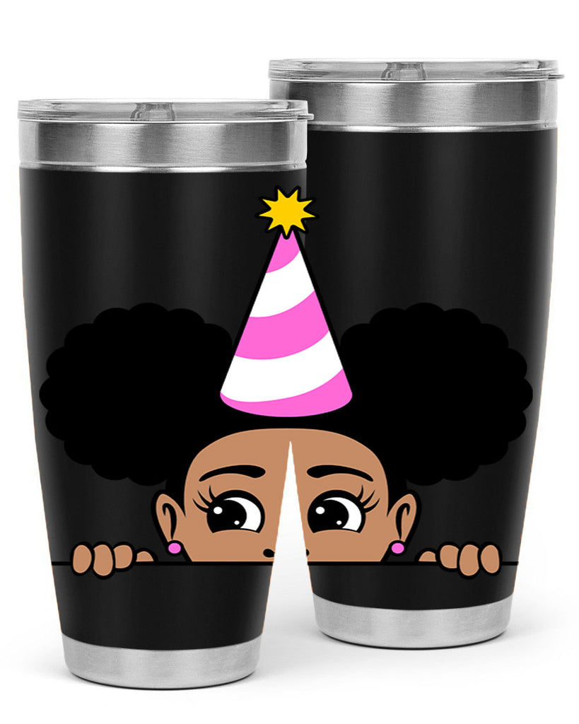 peekaboo afro puffs birthday girl 24#- women-girls- Tumbler