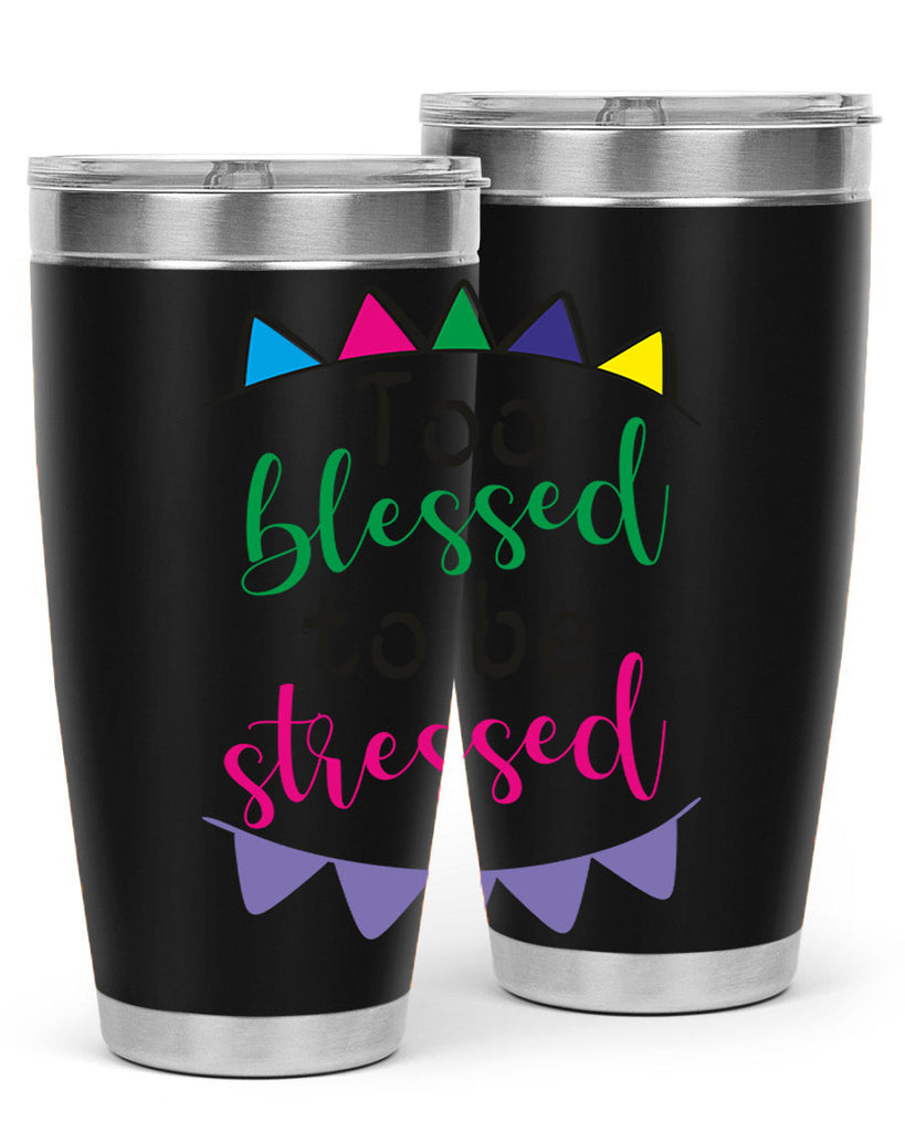 too blessed to be stressed- black words phrases- Cotton Tank