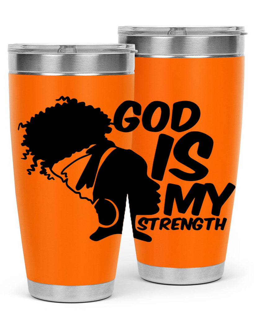 god is my strength- black words phrases- Cotton Tank