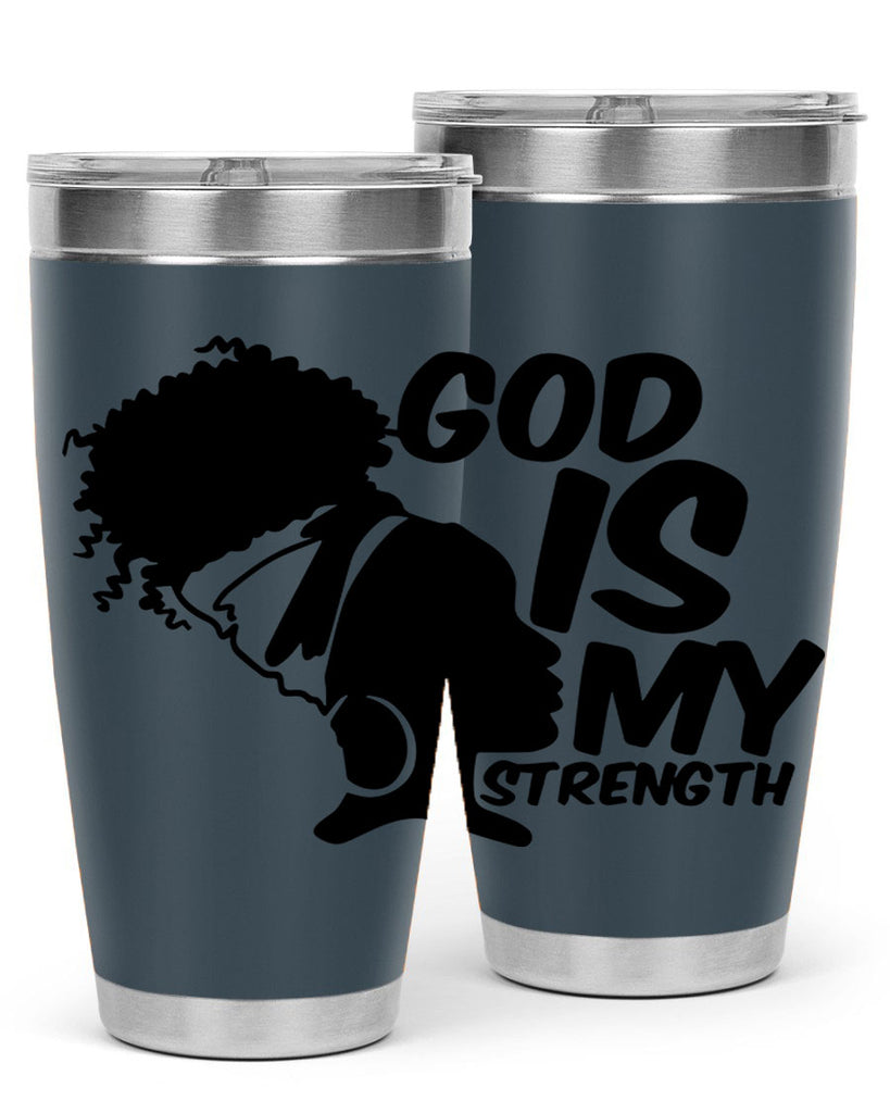 god is my strength- black words phrases- Cotton Tank