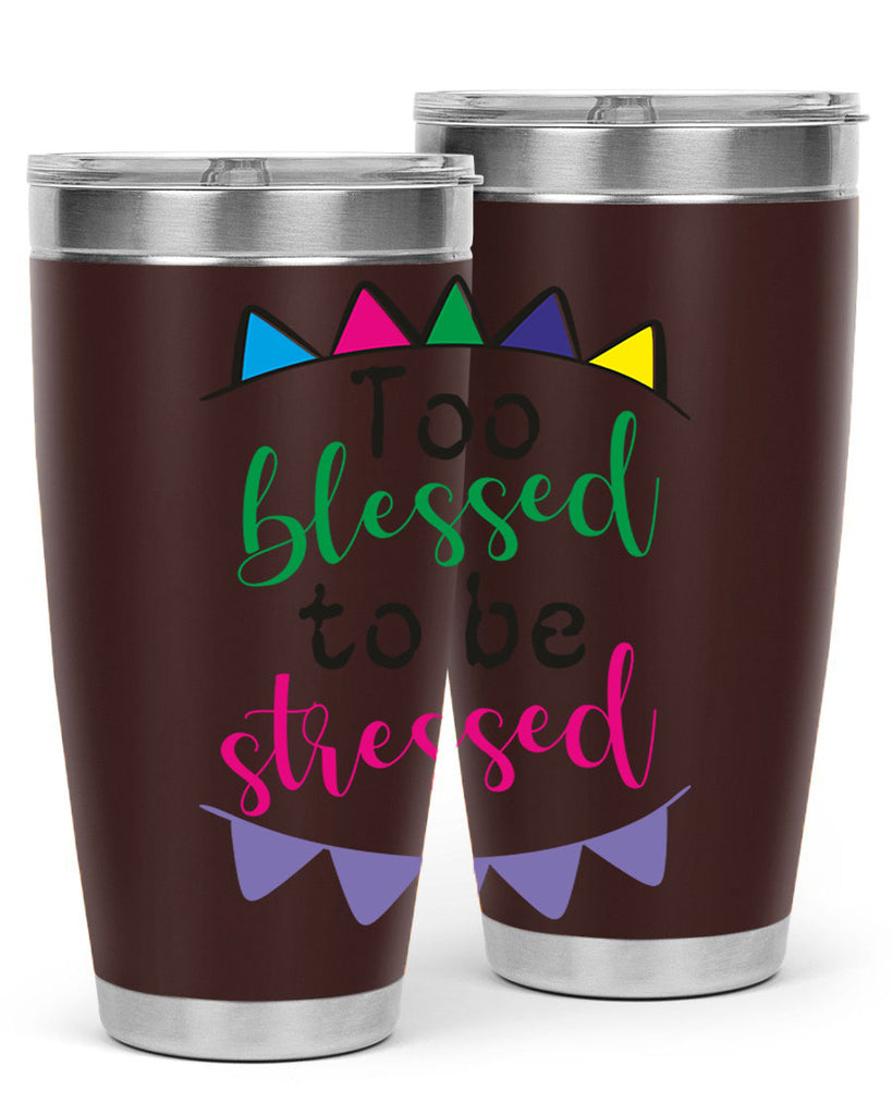 too blessed to be stressed- black words phrases- Cotton Tank