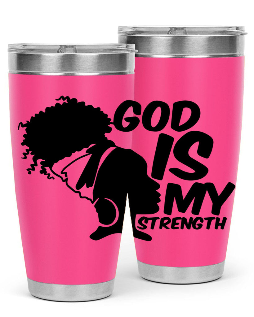 god is my strength- black words phrases- Cotton Tank