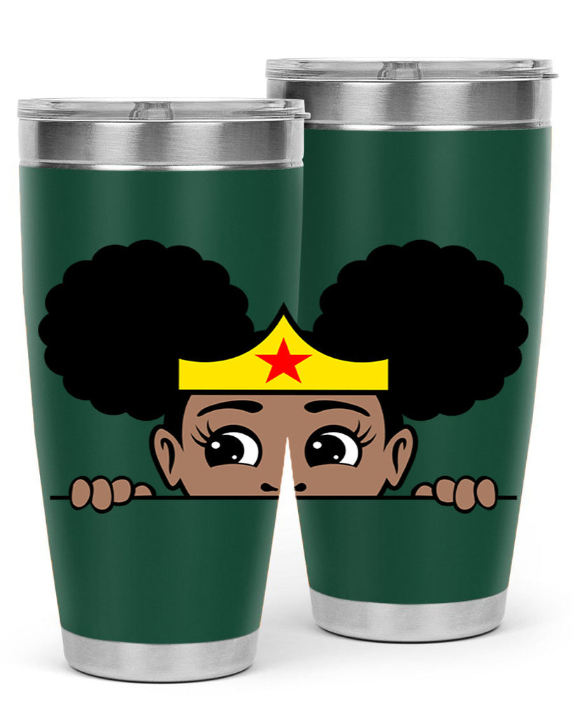 afro puff wonder woman girl peekaboo 84#- women-girls- Tumbler