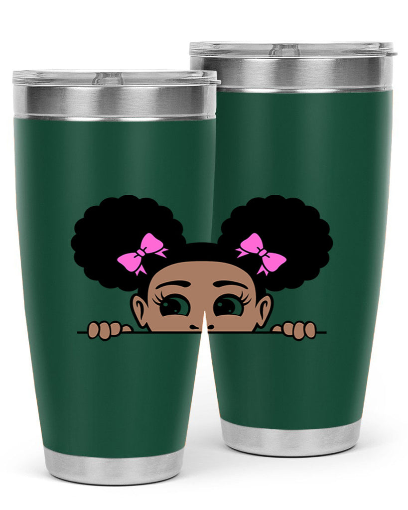 afro puffs girl peekaboo 79#- women-girls- Tumbler