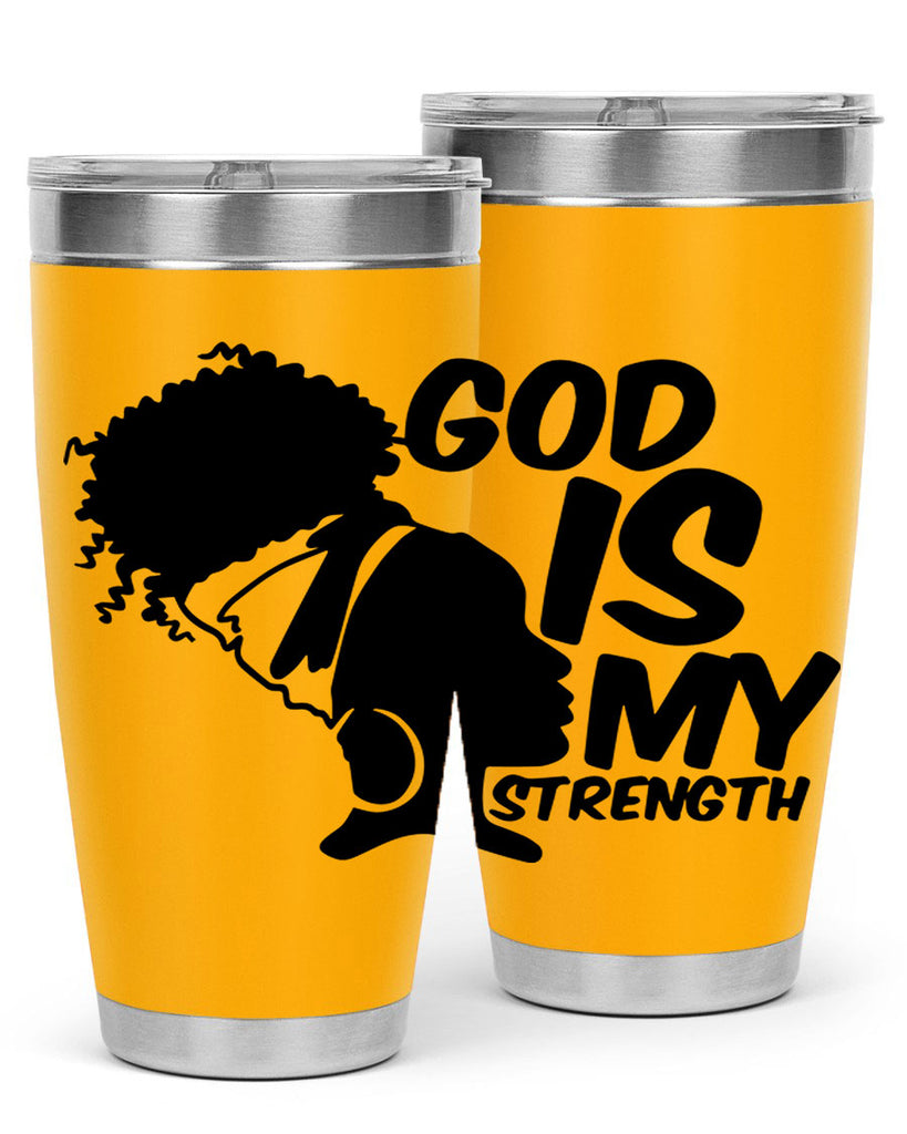 god is my strength- black words phrases- Cotton Tank