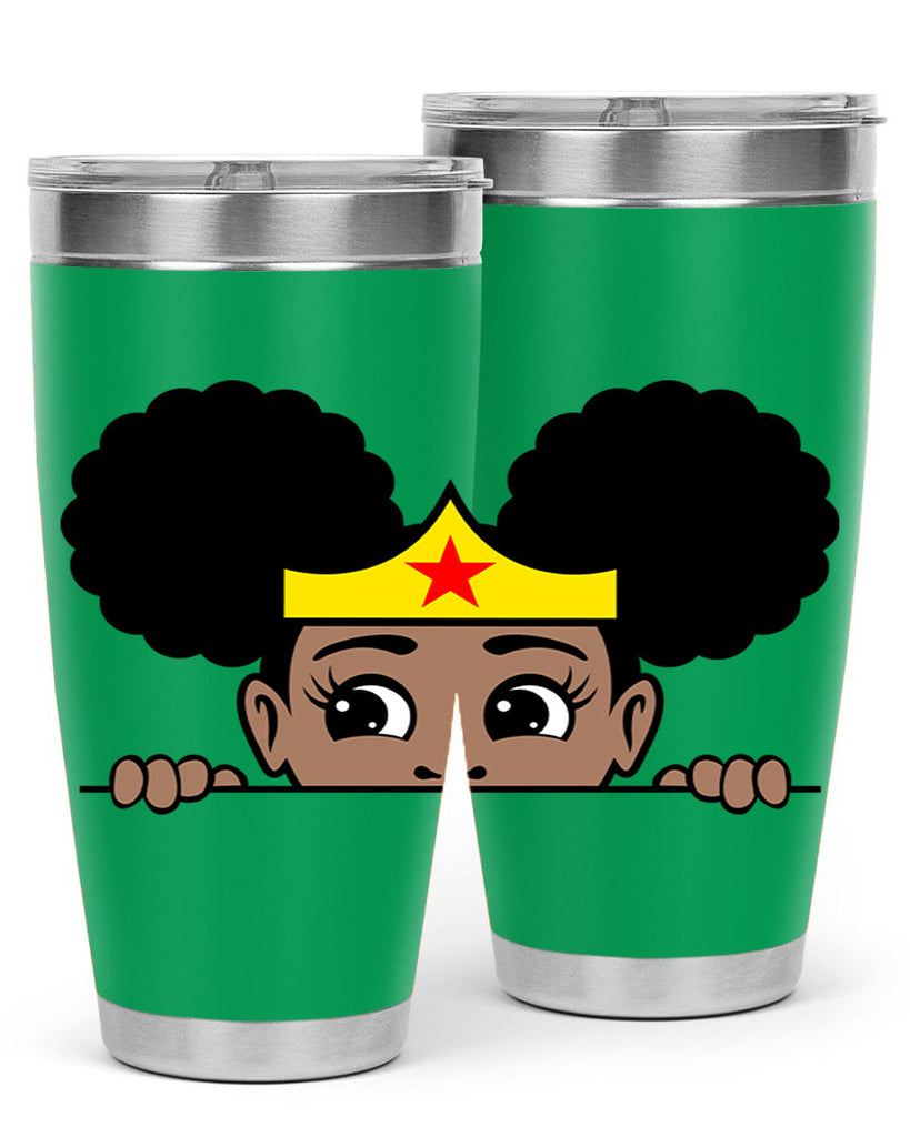 afro puff wonder woman girl peekaboo 84#- women-girls- Tumbler