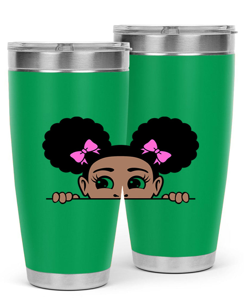 afro puffs girl peekaboo 79#- women-girls- Tumbler