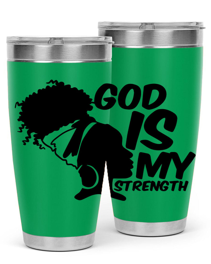 god is my strength- black words phrases- Cotton Tank