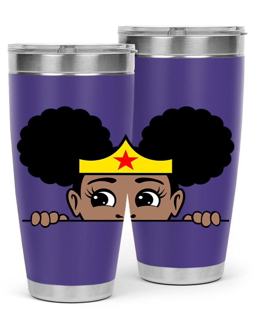 afro puff wonder woman girl peekaboo 84#- women-girls- Tumbler