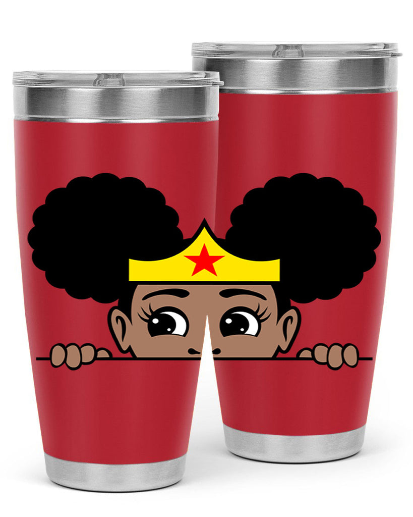 afro puff wonder woman girl peekaboo 84#- women-girls- Tumbler