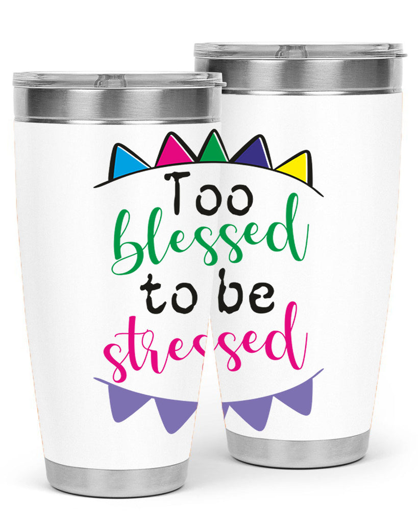 too blessed to be stressed- black words phrases- Cotton Tank