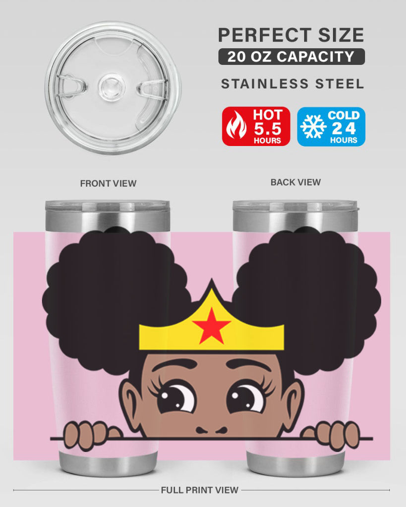 afro puff wonder woman girl peekaboo 84#- women-girls- Tumbler