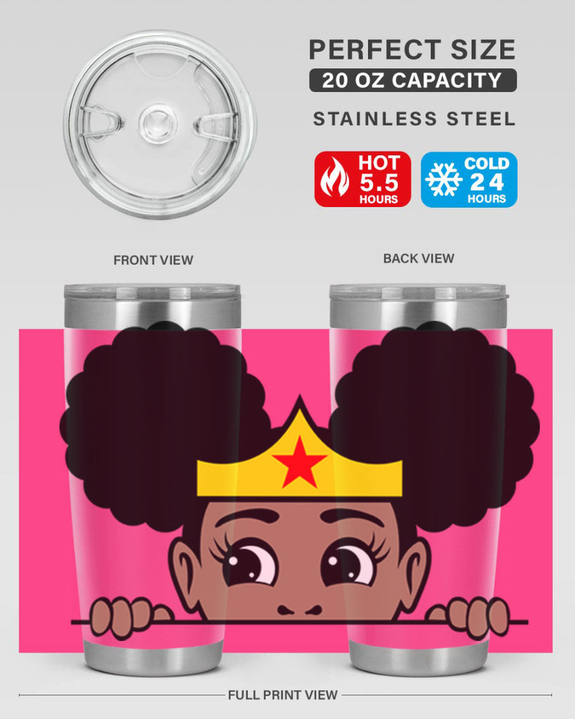 afro puff wonder woman girl peekaboo 84#- women-girls- Tumbler