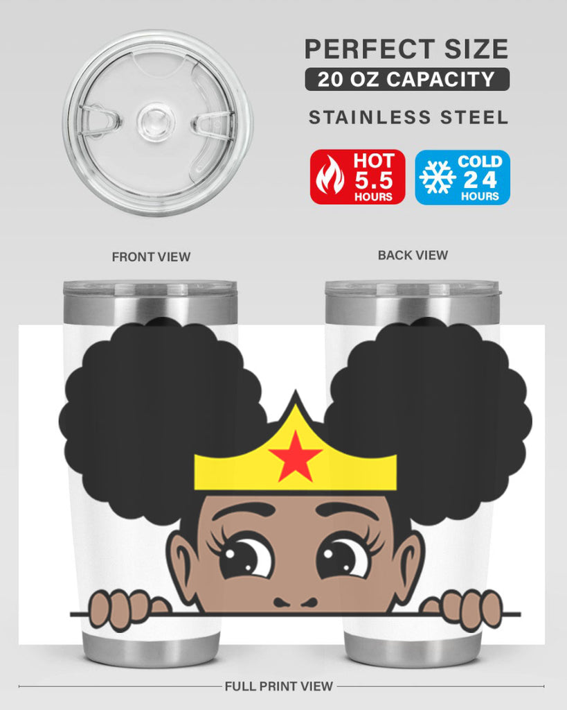 afro puff wonder woman girl peekaboo 84#- women-girls- Tumbler