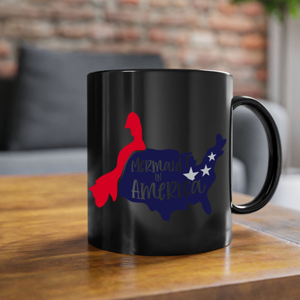 Mermaid In America Style 167#- 4th Of July-Mug / Coffee Cup