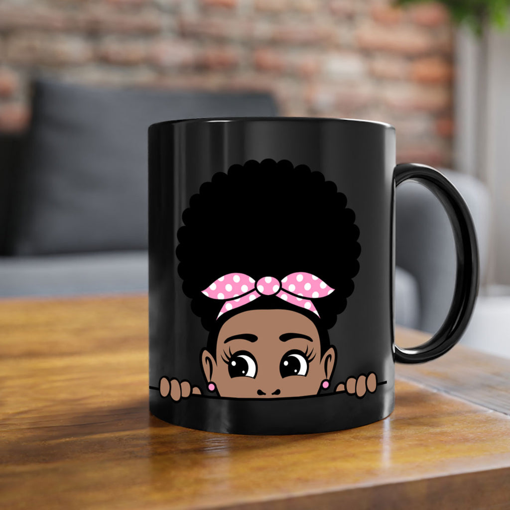 afro puff bandana girl peekaboo 85#- Black women - Girls-Mug / Coffee Cup