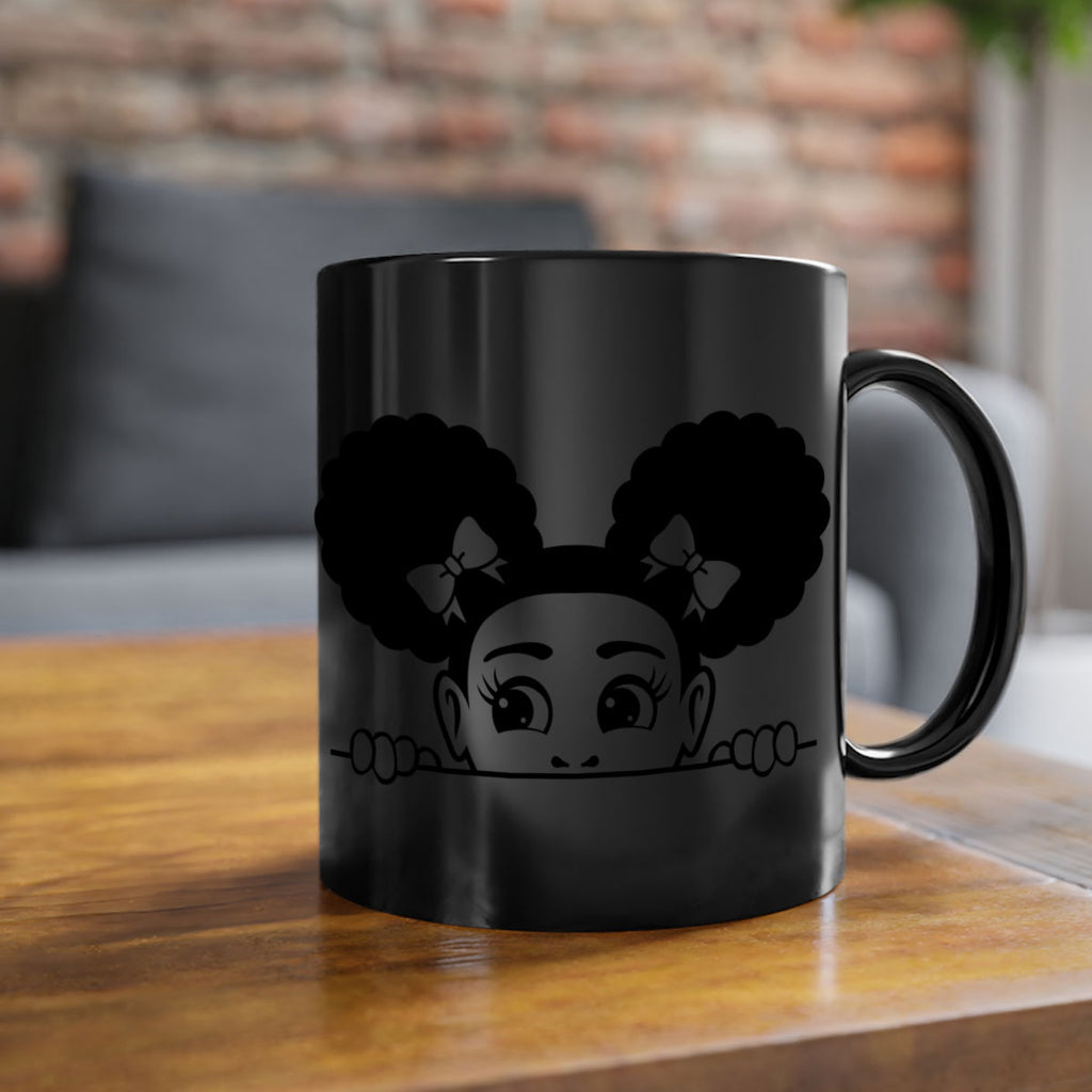 afro puffs girl peekaboo 80#- Black women - Girls-Mug / Coffee Cup