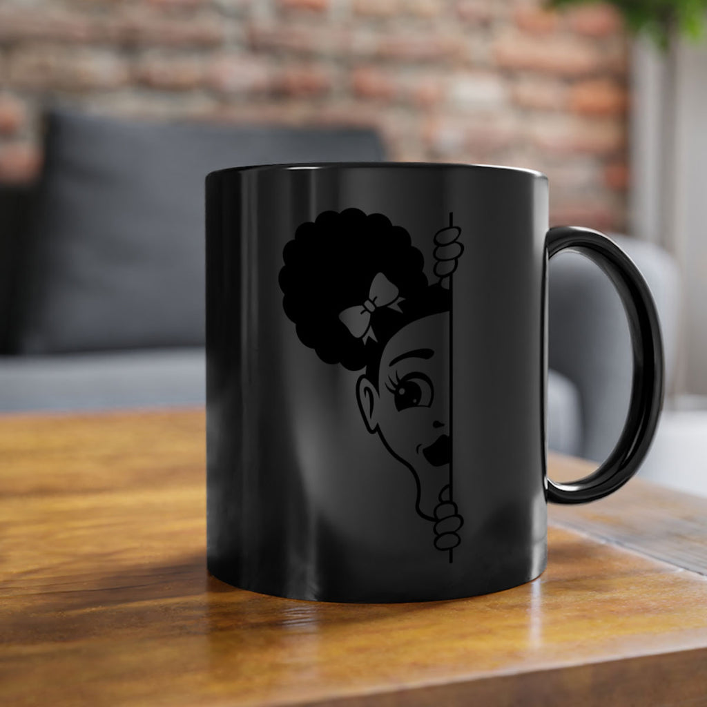 afro puffs girl peekaboo 82#- Black women - Girls-Mug / Coffee Cup