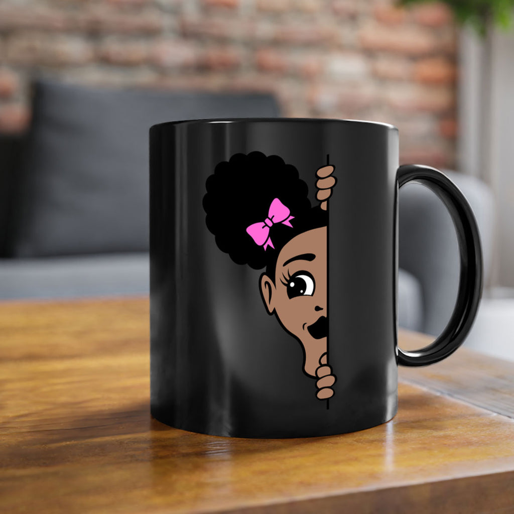 afro puffs girl peekaboo 83#- Black women - Girls-Mug / Coffee Cup
