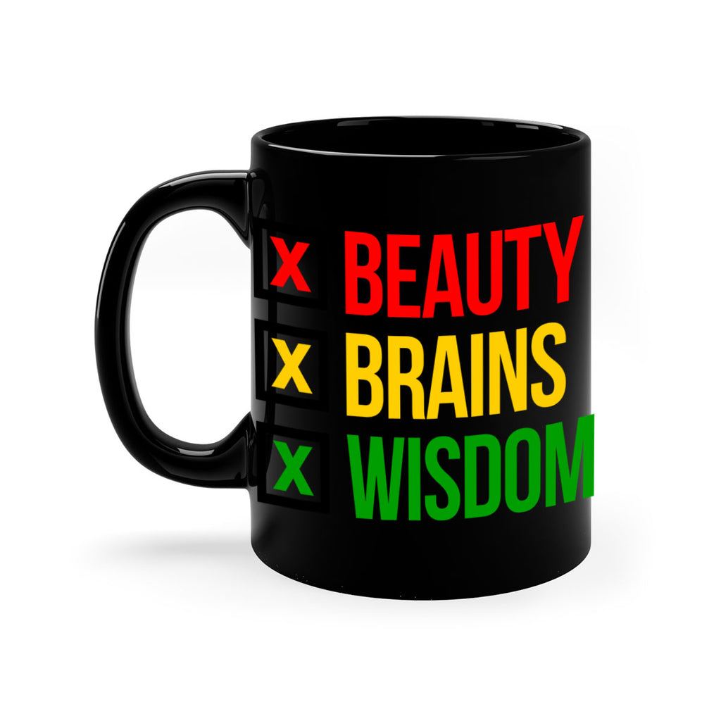 beauty brains wisdom 262#- black words - phrases-Mug / Coffee Cup