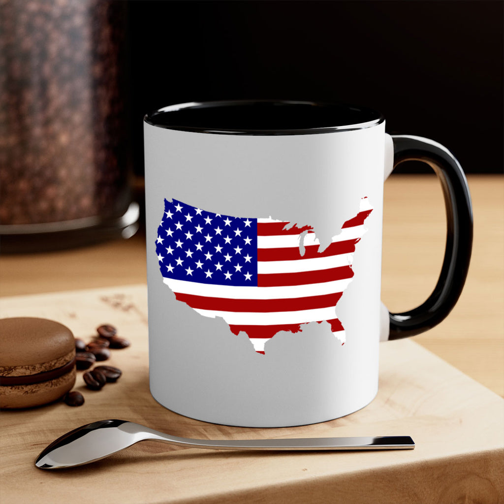 Flag With Map Style 50#- 4th Of July-Mug / Coffee Cup